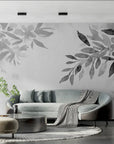 Papier Peint Noir et Blanc - Feuilles Aquarelles