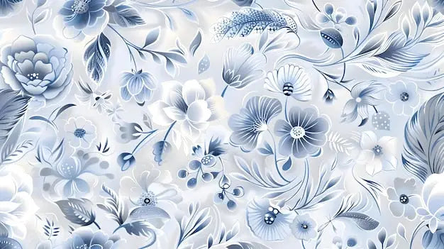Papier Peint Floral – Fleurs Bleutées