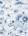 Papier peint fleuri - Bleu et blanc