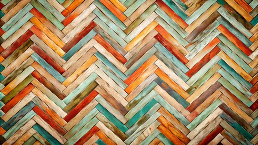 Papier Peint Bois - Chevron Coloré