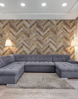 Papier Peint Bois - Chevron Naturel
