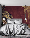 Papier peint tropical - Monstera doré texturé
