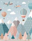 Papier peint enfant - Montagnes et montgolfières