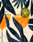 Papier Peint Tropical - Cocktail et Feuilles