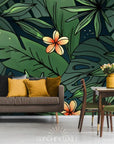 Papier Peint Contemporain - Feuilles Tropicales Modernes