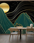 Papier Peint Montagne – Sommets Émeraude et Lune Dorée