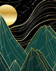 Papier Peint Montagne – Sommets Émeraude et Lune Dorée