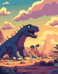 Dyrevægmønster - Dinosaur ved solnedgang