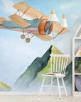 Papier Peint Enfant - Avion Au Dessus Des Montagnes