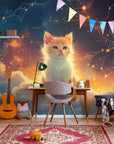 Papier Peint Enfant - Chaton Dans Les Nuages