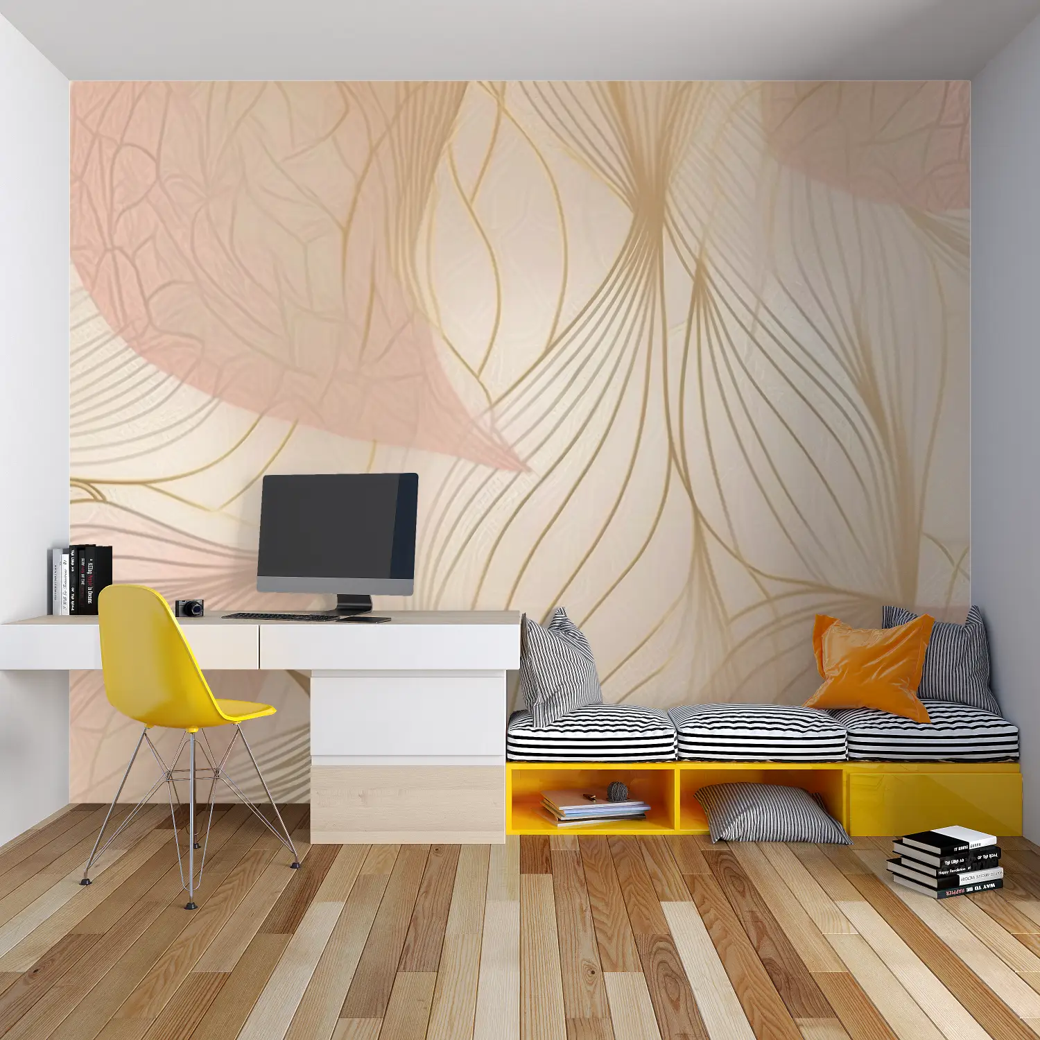 Papier Peint Art & Déco - Feuillage Fin et Léger