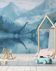 Papier Peint Enfant - Montagnes Et Dinosaure