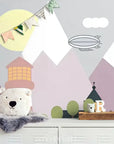 Papier Peint Enfant - Village Et Montagnes Roses