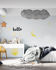 Carta da parati per bambini - Luna e stelle nel cielo
