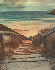 Papier peint vintage - Escalier vers l'océan
