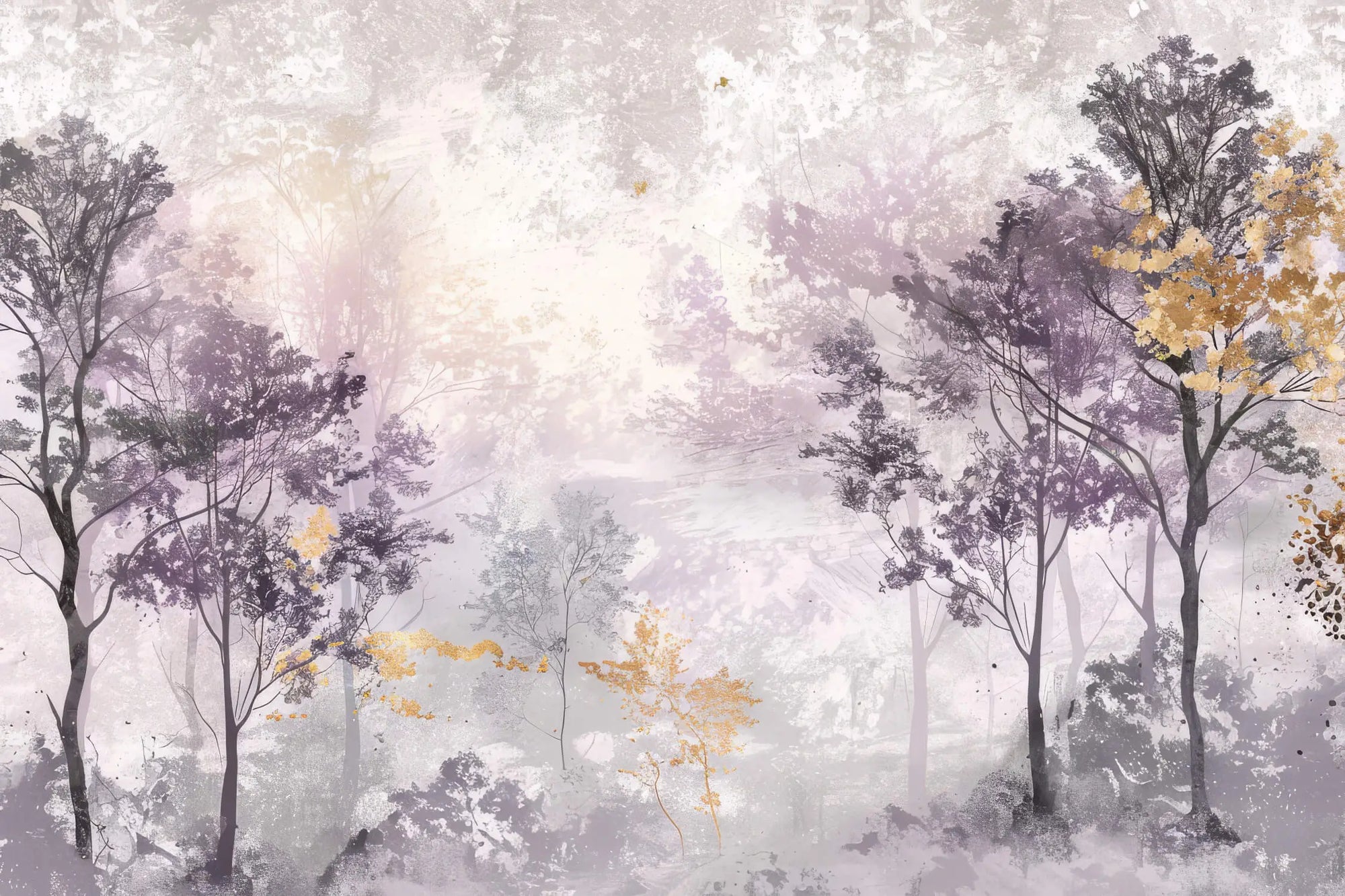 Papier Peint Forêt - Arbres en Brume