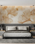 Papel pintado de follaje - Hojas de ginkgo beige en acuarela