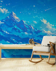 Papier Peint Illustration - Montagne Bleu