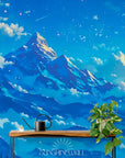 Papier Peint Illustration - Montagne Bleu