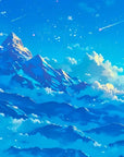 Papier Peint Illustration - Montagne Bleu