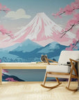 Papier Peint Illustration - Montagne Enneigée Et Lac
