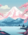 Papier Peint Illustration - Montagne Enneigée Et Lac