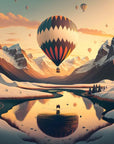 Papier Peint Illustration - Montagnes Et Montgolfières