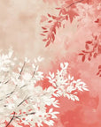 Papier Peint Japonais - Feuillage Blanc Et Rose