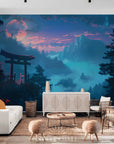 Papier Peint Japonais - Montagnes Bleues Sous La Brume