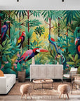 Papier Peint Jungle - Oiseaux Exotiques