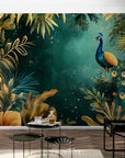 Papier Peint Jungle - Paon Tropical Majestueux