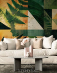 Papier Peint Moderne - Feuillage Tropical Géométrique