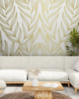Papier Peint Panoramique - Feuillage Doré Élégant