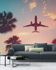 Papier Peint Rétro - Avion Et Palmiers