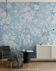 Papier Peint Vintage - Fleurs Bleues Classiques