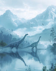 Papier Peint Enfant - Montagnes Et Dinosaure
