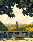 Country wallpaper - fountain hidden under the trees