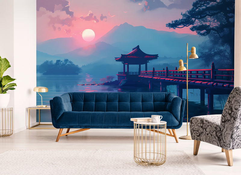 Papier Peint Japonais - Coucher de soleil