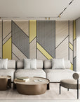 Papier Peint Bois - Chevron Doré