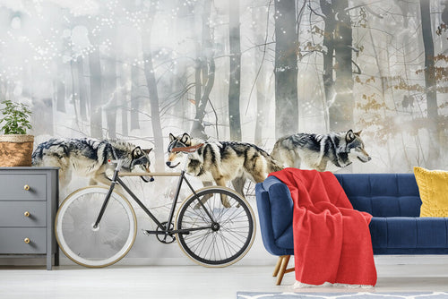 Abstract Wallpaper - Snowy Forest and Animals