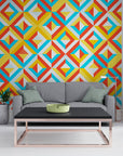 Papier peint géométrique - Losanges multicolores façon patchwork