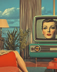 Papier peint vintage - Femme près d’une télévision