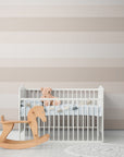 Papier peint géométrique - Rayures horizontales beiges et blanches