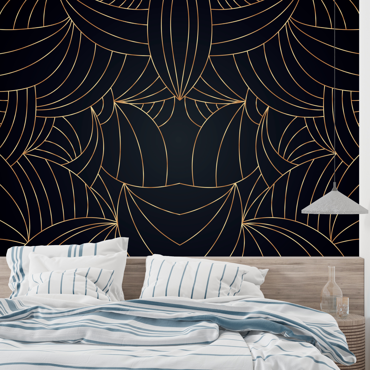 Geometric Wallpaper - Elegant Golden Curves