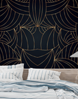 Geometric Wallpaper - Elegant Golden Curves