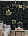 Papier Peint Floral - Fleurs Nocturnes Lumineuses