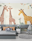 Kids Wallpaper - Loving Giraffes and Cherry Blossoms