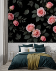 Floral Wallpaper - Pink Roses on Black Background