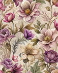 Papier peint fleuri - pivoines baroques violettes