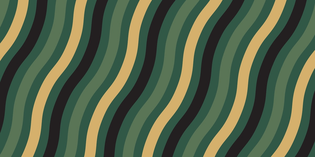 Papier peint rétro - vagues géométriques vert forêt